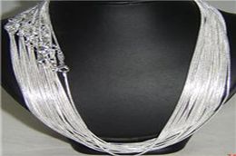 wholesale 100 pcs 925 Sterling Silver 1mm Chain Necklace for women men Jewellery 16inch 18inch,20inch,22inch,24inch can be choose3309755
