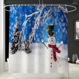 Bath Mats Sellers Use Christmas Printed Shower Curtain Carpet Mat Combination Toilet Bathroom Four-piece Set