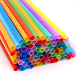 Disposable Cups Straws 100pcs Colourful Plastic Drinking Straw For Party Banquet Bar Drinks Flexible Home Supplies Kitchen Accessories