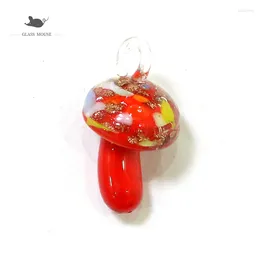 Decorative Figurines 2Pcs Cute Gold Colour Craft Mushroom Charms Xmas Glass Pendant Woman Diy Jewellery For Necklace Bracelet Earring Making