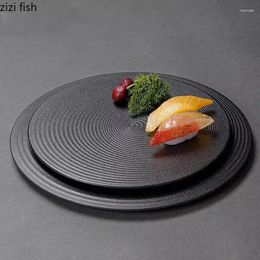 Plates Creative Spiral Textured Melamine Material Flat Plate Steak Sushi Sashimi Restaurant Specialty Tableware