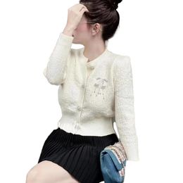 New style desinger women rhinestone knitted long sleeve buttons single breasted pin patched sweater cardigan SMLXL