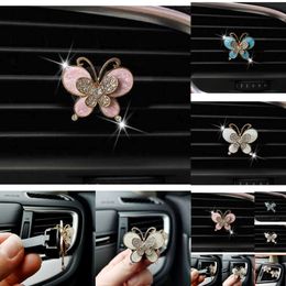 2024 2024 Bling Car Accessories Diamond Butterfly Auto Interior Accessories Perfume Car Air Vent Clip Luxury Car Ornaments Cool