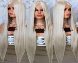 High quality simulation human hair Full Long Blonde Wigs For Women kanekalon straight Synthetic Lace Front Wig preplucked natural 7528416