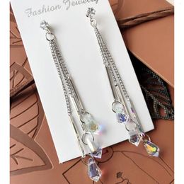 Dangle Earrings 2024 Long Tassel Drop Crystal Flower Fashion Jewelry Brincos For Women Wedding Engagement Earring