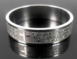 Brand New Mens Womens Etch Christian Serenity Prayer Scriptures CROSS Stainless Steel Ring Silver Jewelry Band Ring3218799