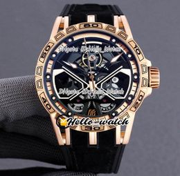 New Excalibur Spider RDDBEX0750 Tourbillon Automatic Mens Watch Skeleton Dial Titanium Rose Gold Case Rubber Strap Watches HWRD He8337268