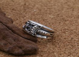 Personalized 925 sterling silver Punk Rock Vintage antique silver Jewelry handmade designer dagger sword ring for gift6765284