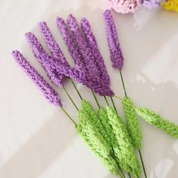 Decorative Flowers Handmade Simulation Bouquet Carnation Flower Branch Knitted Yarn Hand-knitted Braided Carnations Home Decoration