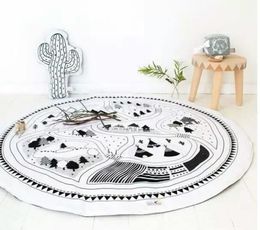 Hand Printed Kids Play Game Mats Baby Room Crawling Blankets Children Play Rugs Nursery Padded Round Racing Games Carpet 100 Cott4401291