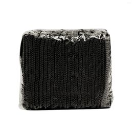 Disposable Dinnerware 100pcs Bouffant Caps Durable Non-woven Elastic Black Head Cover Nets For Service Kitchen Supplies
