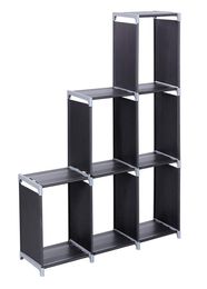 Multifunctional Assembled 3 Tiers 6 Compartments Storage Shelf Black new4181898