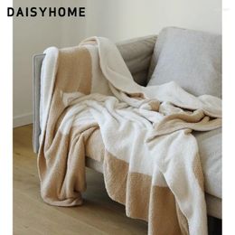 Blankets Nordic Style Bird Super Soft Milk Tea Color Half Velvet Sofa Blanket Lunch Break Bed Plush Throw