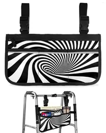 Storage Bags Black White Striped Abstract Wheelchair Bag With Pockets Armrest Side Electric Scooter Walking Frame Pouch