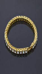 Men Hip Hop Jewelry 5mm Round Rhinestone Bracelet Bling Tenns Bracelet Golden Silver 7inch 8inch Simulate Dimonds Bangles Braceles9046656