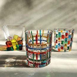 Wine Glasses Whiskey Juice Glass Water Cup Drinking Tequila Italian Designer Hand Painting Line Woven Crystal