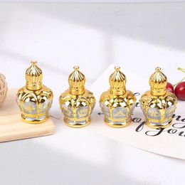 Storage Bottles 16ml Roll On Glass Bottle Refillable Mini Essential Oil Container Portable Perfume Gold Empty Roll-On