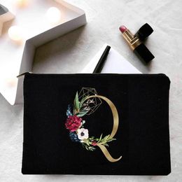 Storage Bags Golden Flower Letter Pattern Make Up Girl Cosmetic Bag Fashion Organiser Korea Pouches For Travel Pouch