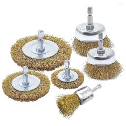 Decorative Plates 6 Pack Wire Brush Attachment Set For Drill Brass Coated