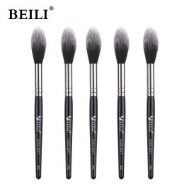 Kits BEILI Black 5 pcs Highlight Blusher Natural Makeup Brushes Goat Hair Make up Brushes Wholesale Box Packing