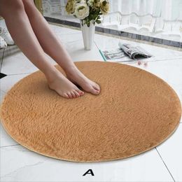 Carpets 80cm Soft Coral Velvet Round Rug Doormat Carpet Bath Living Room