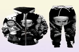 Release New MenWomens boondocks Funny 3D Print Fashion Tracksuits Pants Zipper Hoodie Casual Sportswear L0155975436