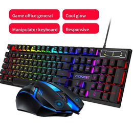 Keyboard Mouse Combos Fvq305s wired keyboard and mouse set electronic games mechanical handle suspended key cap luminous H240412