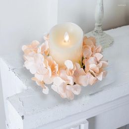 Decorative Flowers Artificial Flower Wreath Fake Hydrangea Simulated Candlestick Without Candles Simulation Desktop Decor