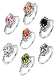 Size 510 Fashion Jewelry 925 Sterling Silver Round Cut Multi Gemstones Topaz CZ Diamond Party Women Wedding Engagement Band Ring 8762632