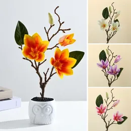 Decorative Flowers Artificial Simulation Magnolia Branch Bonsai Silk Flower Bouquet Arrangement For Home Living Room Table Decoration