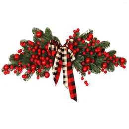 Decorative Flowers Berry Garland Front Door Wreaths Wall Hanging Ornaments For Home Decor Artificial Berries Pine Branch Christmas