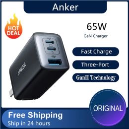 Chargers Anker Nano II 65W Threeport Charger 735 USB C GaN Fast Compact Foldable Wall Charge for MacBook Pro/Air iPad Galaxy S20 12 Mini