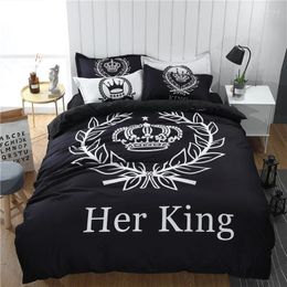 Bedding Sets Black Crown 3D Set Down Quilt Cover Pillowcase Double Bed Full Without Sheet