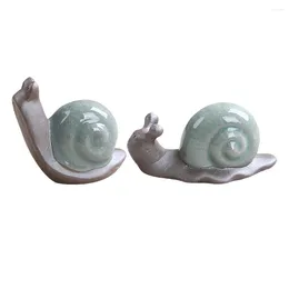 Teaware Sets 2 Pcs Japanese Car Accessories Ornaments Chic Snail Decor Home Display Ceramic Table Woman Tea Pet