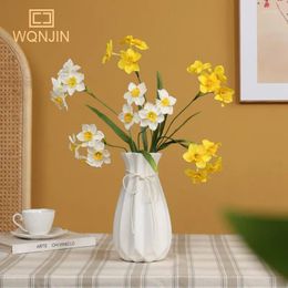 Decorative Flowers Simulated Single Narcissus Nordic Fresh Indoor Dining Table Decoration Artificial Silk Cloth Pastoral Style