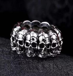 HIP hop Jewellery 925 silver style motorcyle biker stainless steel skull ring for 2792029