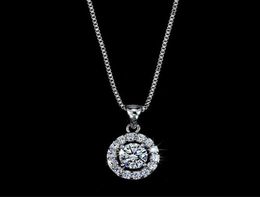 Fashion Designer Necklaces Big Circle CZ Diamond Pendant Necklace with Box Chain for Women White Zircon Jewery for Wedding Party7725379