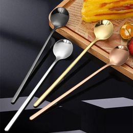 Coffee Scoops Stainless Steel Small Round Spoon Nordic Style Ice Cream Dessert Long Handled Kitchen High Quality Gold Silver Tableware