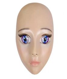 Top Grade New Handmade Silicone Sexy And Sweet Half Female Face Ching Crossdress Mask Crossdresser Doll1419386