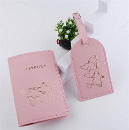 Card Holders Short Map Passport Holder Book Protective Cover Pu Leather Id Bag Luggage Tag 2pcs Set207s6750121