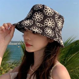 Berets Summer Bucket Hat Women Embroidery Flowers Fisherman Hats For Girl Spring Outdoor Beach Basin Cap