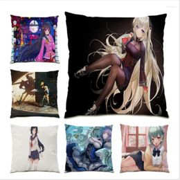 Pillow Cover Gift Living Room Decoration Velvet Bed 45x45 Japanese Poster Cute Polyester Linen Square Anime E0987