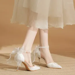 Dress Shoes Size 31-43 White High Heels Stiletto Bow Women's Wedding Bride