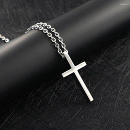 Pendant Necklaces Minimalist Cross Necklace Men Geometric Jewelry For Women Silver Color Chains Choker Collares