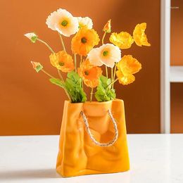 Vases Creative Ceramic Bags Decorations Living Room Flower Arrangements Nordic Dining Table