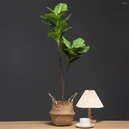 Decorative Flowers 103cm/132cm Artificial Ficus Tree Branch Large Fake Banyan Plants Plastic Rubber Leaves For Home Garden Office Room Decor