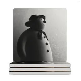 Table Mats Black & White Christmas Pograph The Snowman Raymond Briggs Ceramic Coasters (Square) Custom Set For Drinks