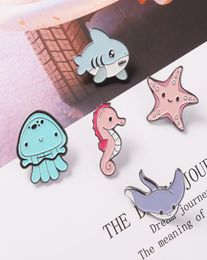 Cute Ocean Fish Starfish Brooches Pin for Women Fashion Dress Coat Shirt Demin Metal Funny Brooch Pins Badges Promotion Gift Jewel6292633