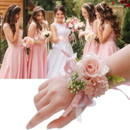 Decorative Flowers Wrist Corsage Beautifully Portable Bridesmaid Bracelet Bride Flower For Party
