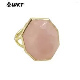 Cluster Rings WT-R516 Classic Generous Design Geometric Octagonal Shape Colored Gemstone Adjustable For Ladies Daily Commuter Ring